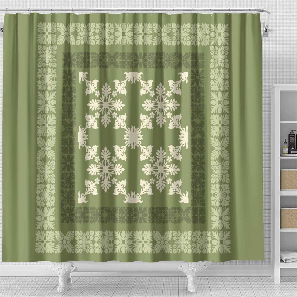 Hawaiian Quilt Pattern Shower Curtain Lime Hawaii Culture Tropical LT9 - Polynesian Pride