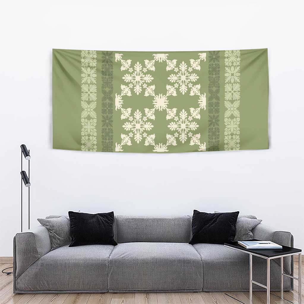 Hawaiian Quilt Pattern Tapestry Lime Hawaii Culture Tropical LT9 - Polynesian Pride