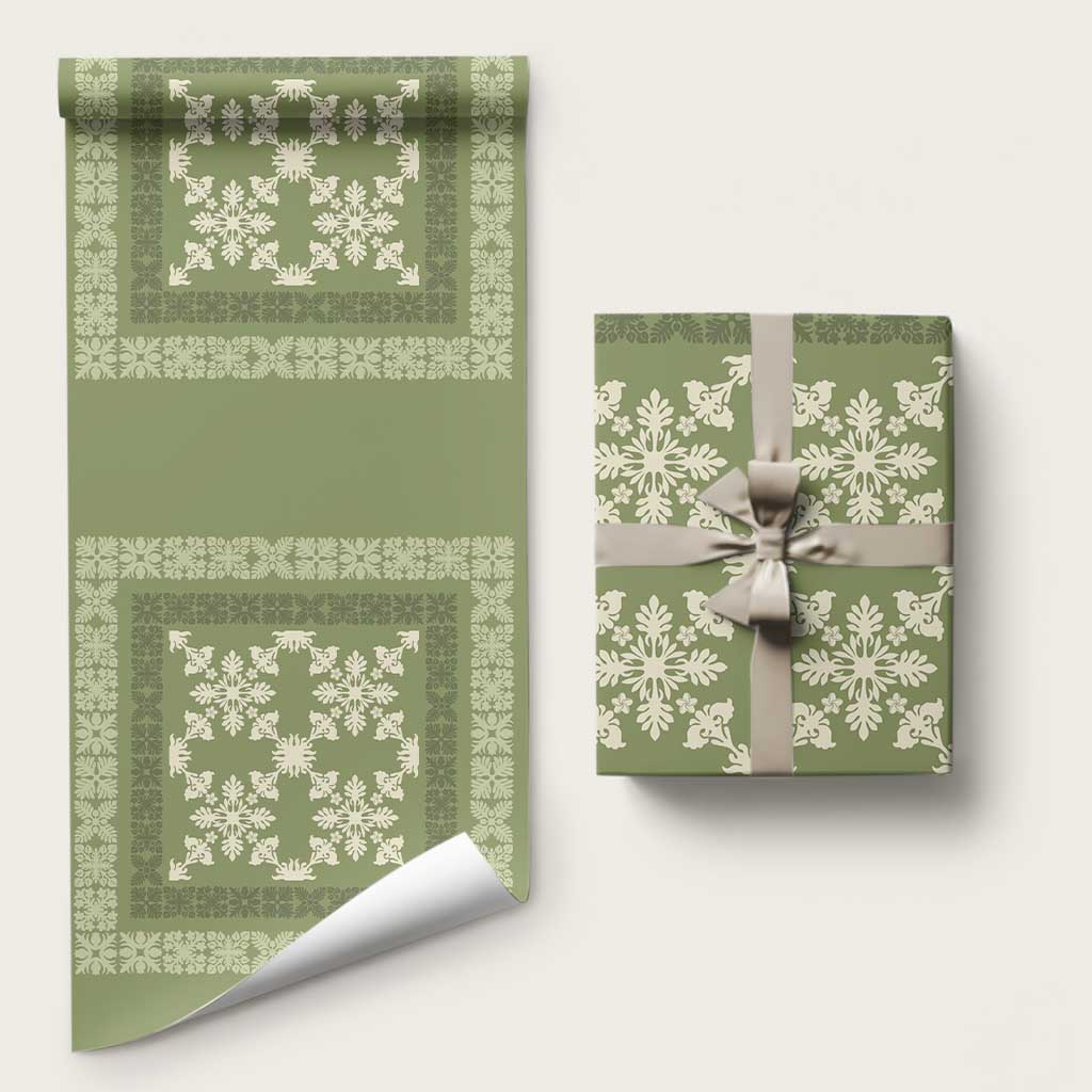 Hawaiian Quilt Pattern Wrapping Paper Lime Hawaii Culture Tropical LT9 58" × 23" Lime - Polynesian Pride