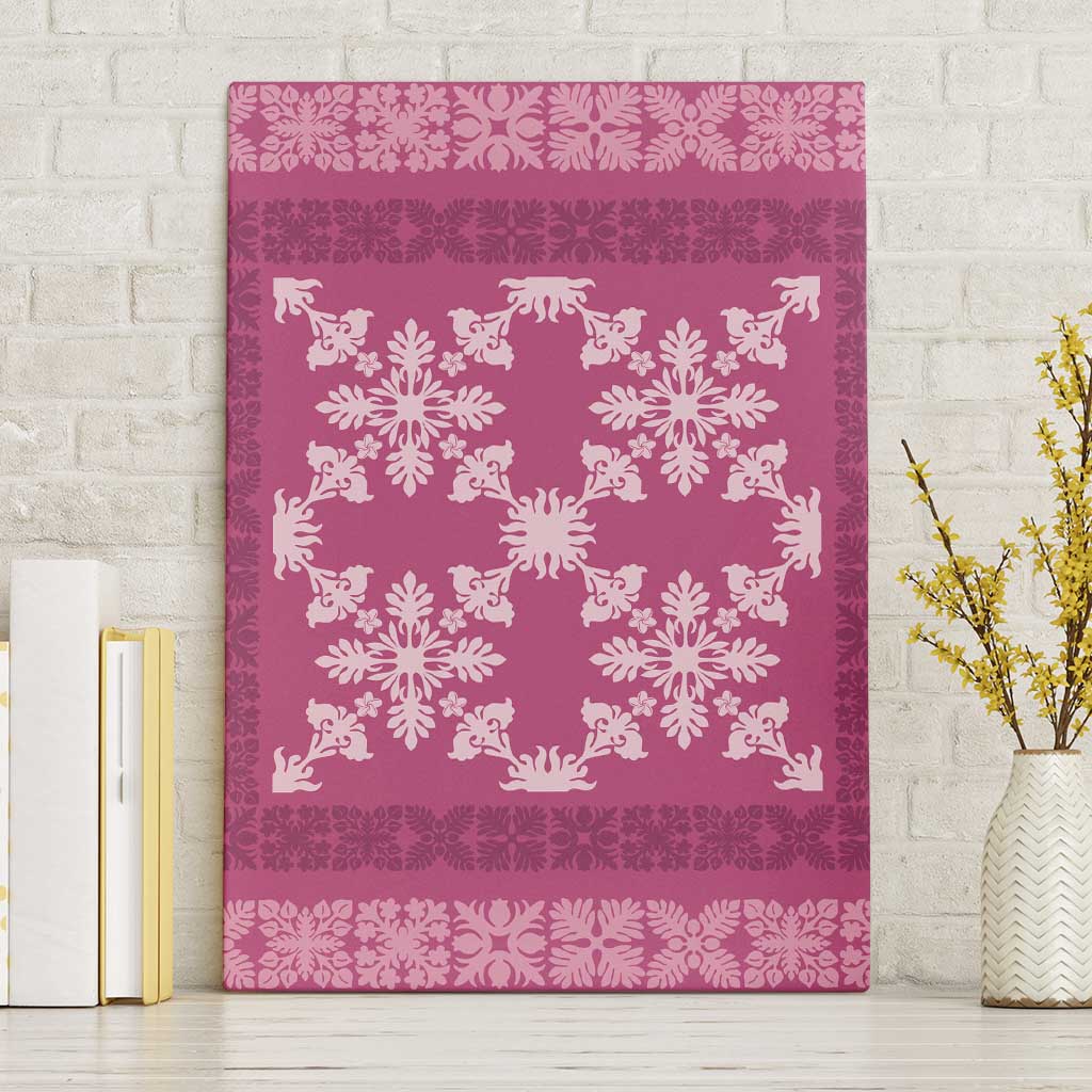 Hawaiian Quilt Pattern Canvas Wall Art Pink Hawaii Culture Tropical LT9 Without Frame Pink - Polynesian Pride