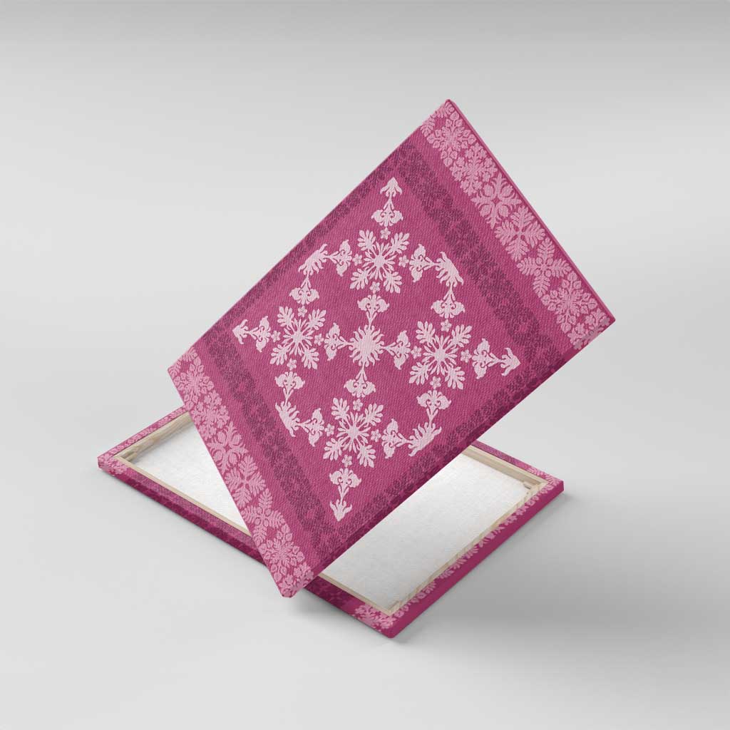 Hawaiian Quilt Pattern Canvas Wall Art Pink Hawaii Culture Tropical LT9 With Frame Pink - Polynesian Pride