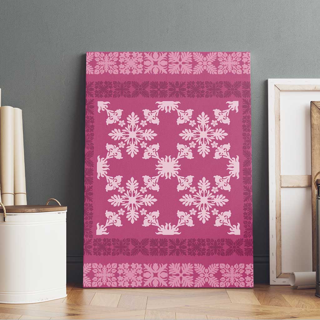 Hawaiian Quilt Pattern Canvas Wall Art Pink Hawaii Culture Tropical LT9 - Polynesian Pride