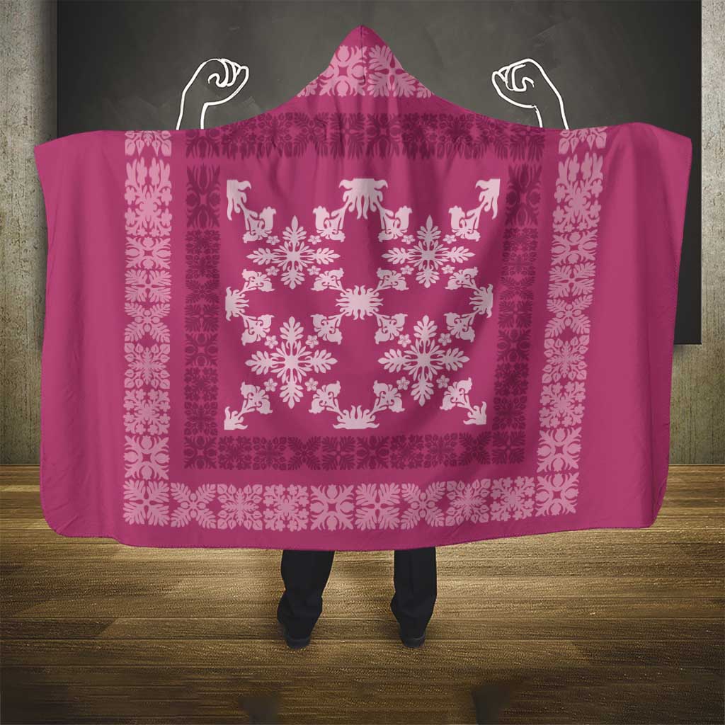 Hawaiian Quilt Pattern Hooded Blanket Pink Hawaii Culture Tropical LT9 - Polynesian Pride