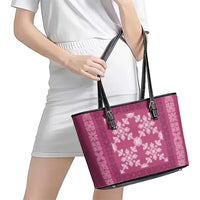 Hawaiian Quilt Pattern Leather Tote Bag Pink Hawaii Culture Tropical LT9 - Polynesian Pride