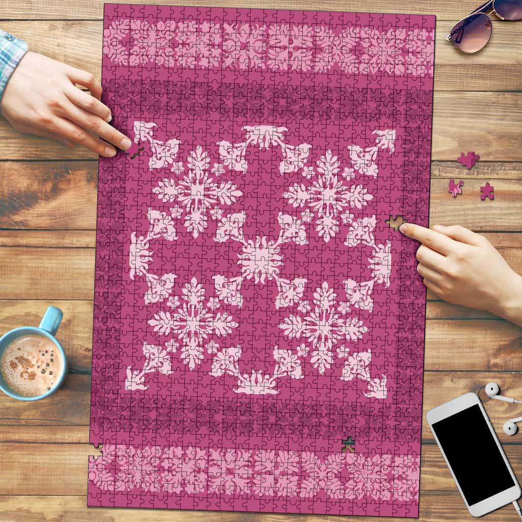 Hawaiian Quilt Pattern Puzzle Pink Hawaii Culture Tropical LT9 Pink - Polynesian Pride
