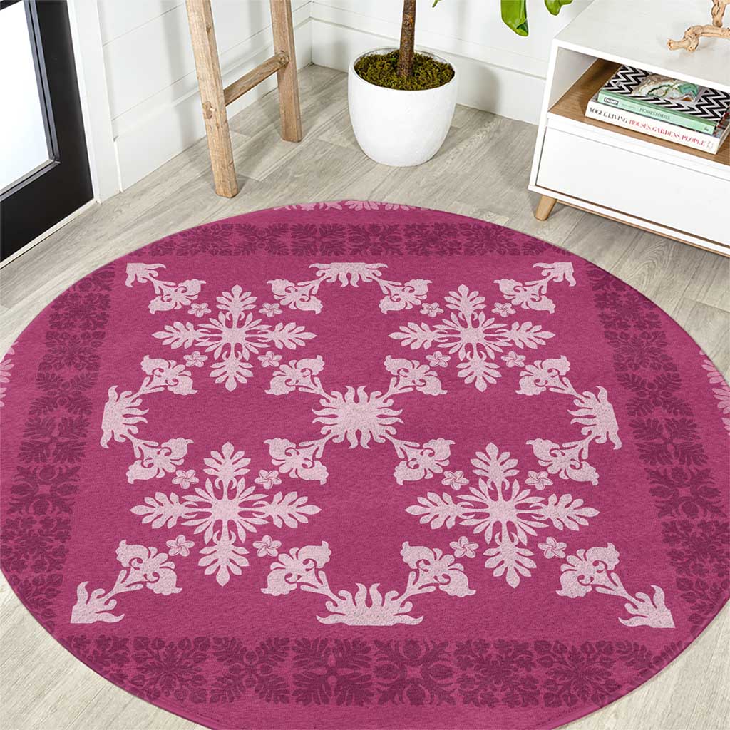 Hawaiian Quilt Pattern Round Carpet Pink Hawaii Culture Tropical LT9 Pink - Polynesian Pride