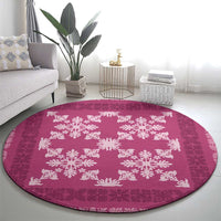 Hawaiian Quilt Pattern Round Carpet Pink Hawaii Culture Tropical LT9 - Polynesian Pride