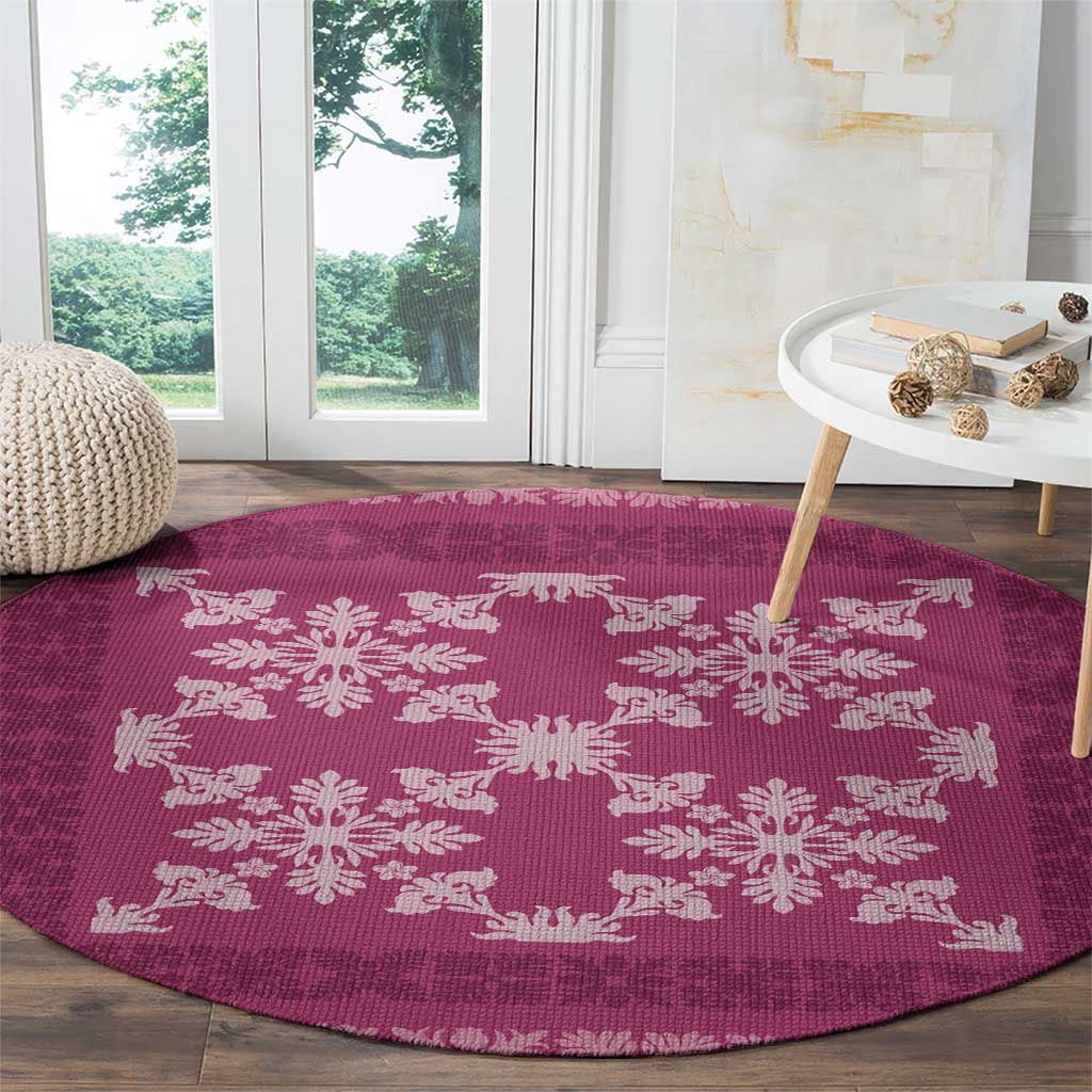 Hawaiian Quilt Pattern Round Carpet Pink Hawaii Culture Tropical LT9 - Polynesian Pride
