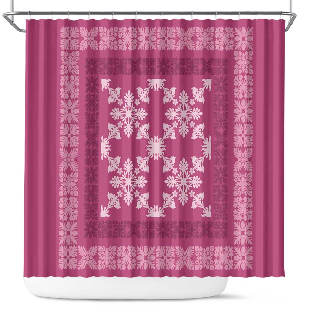 Hawaiian Quilt Pattern Shower Curtain Pink Hawaii Culture Tropical LT9 Pink - Polynesian Pride