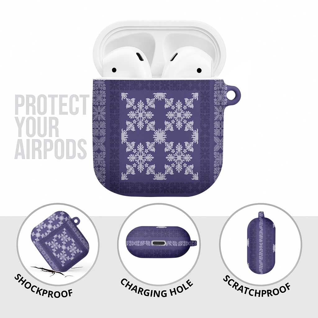 Hawaiian Quilt Pattern AirPods Case Purple Hawaii Culture Tropical LT9 - Polynesian Pride