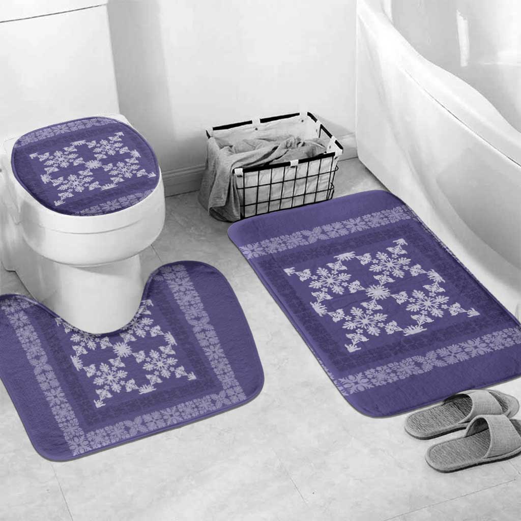 Hawaiian Quilt Pattern Bathroom Set Purple Hawaii Culture Tropical LT9 Mat Set Only (3 pcs) One Size Purple - Polynesian Pride