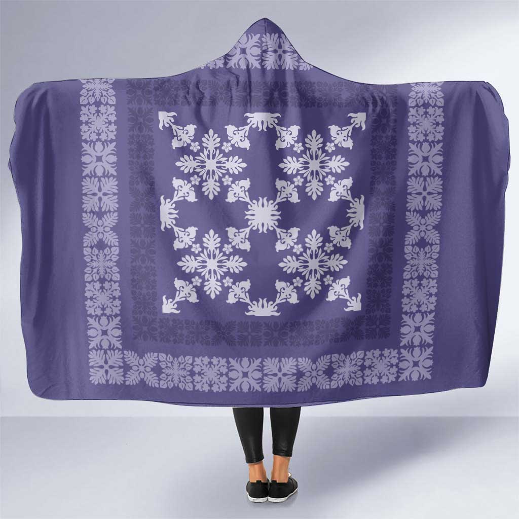 Hawaiian Quilt Pattern Hooded Blanket Purple Hawaii Culture Tropical LT9 One Size Purple - Polynesian Pride