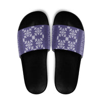 Hawaiian Quilt Pattern Slide Sandals Purple Hawaii Culture Tropical LT9 Purple - Polynesian Pride