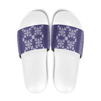 Hawaiian Quilt Pattern Slide Sandals Purple Hawaii Culture Tropical LT9 Purple - Polynesian Pride