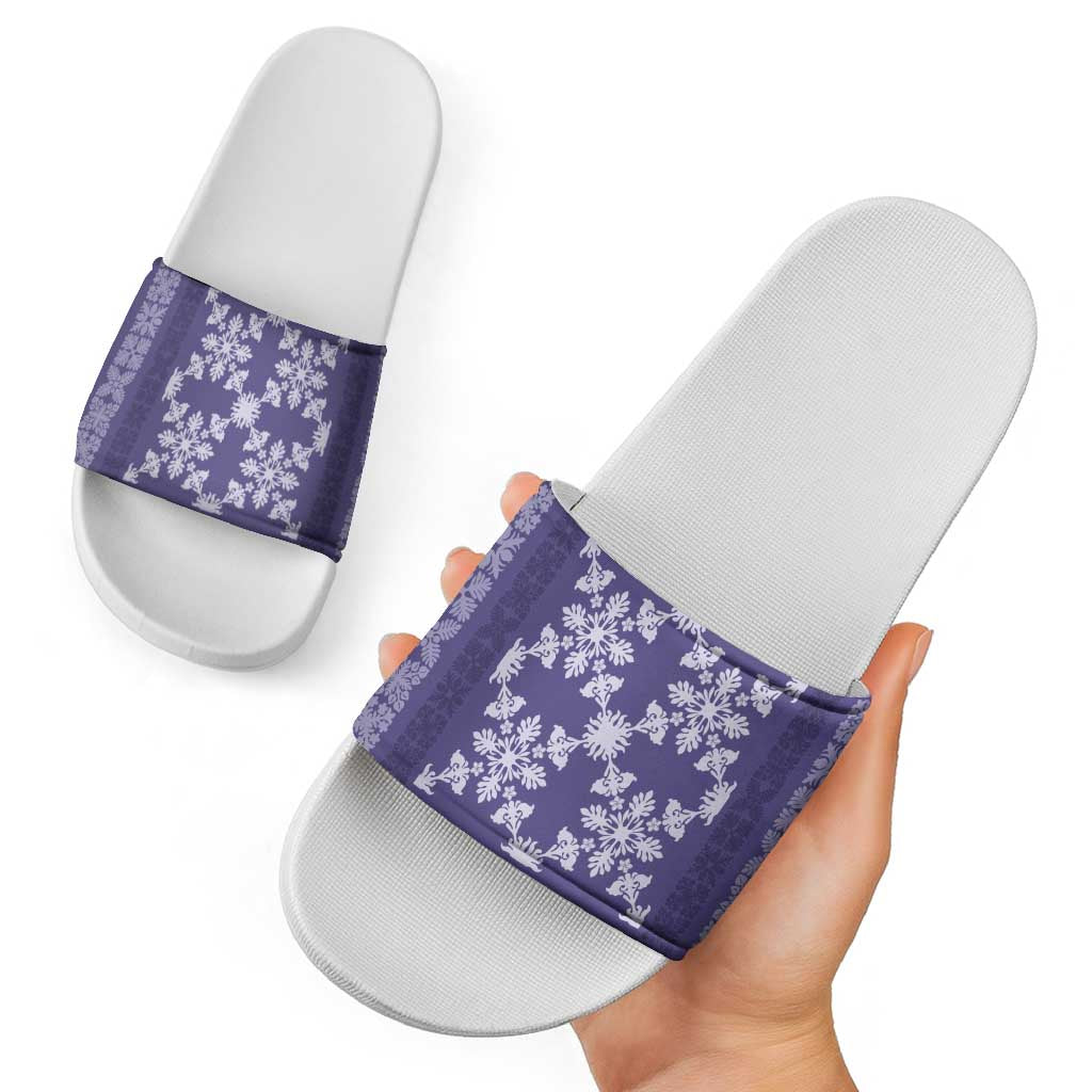 Hawaiian Quilt Pattern Slide Sandals Purple Hawaii Culture Tropical LT9 - Polynesian Pride