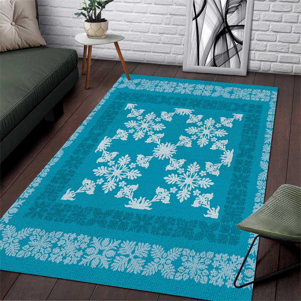 Hawaiian Quilt Pattern Area Rug Teal Hawaii Culture Tropical LT9 Teal - Polynesian Pride