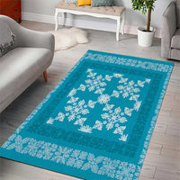 Hawaiian Quilt Pattern Area Rug Teal Hawaii Culture Tropical LT9 - Polynesian Pride