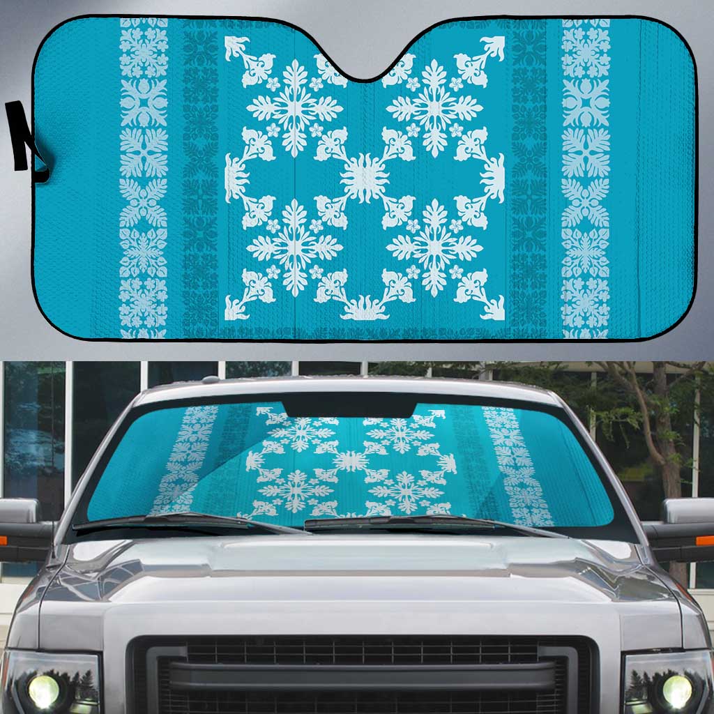 Hawaiian Quilt Pattern Auto Sun Shade Teal Hawaii Culture Tropical LT9 Teal - Polynesian Pride