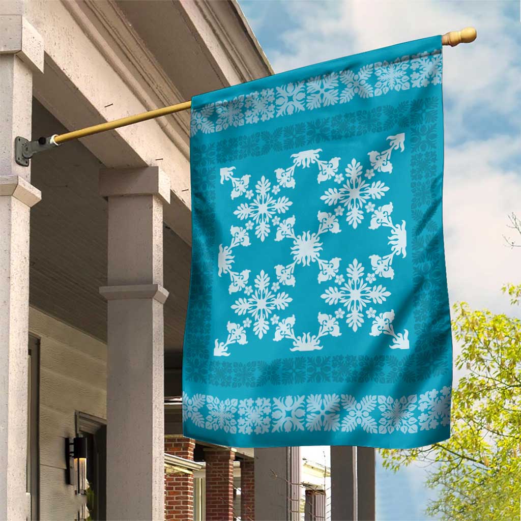 Hawaiian Quilt Pattern Garden Flag Teal Hawaii Culture Tropical LT9 House Flag Teal - Polynesian Pride