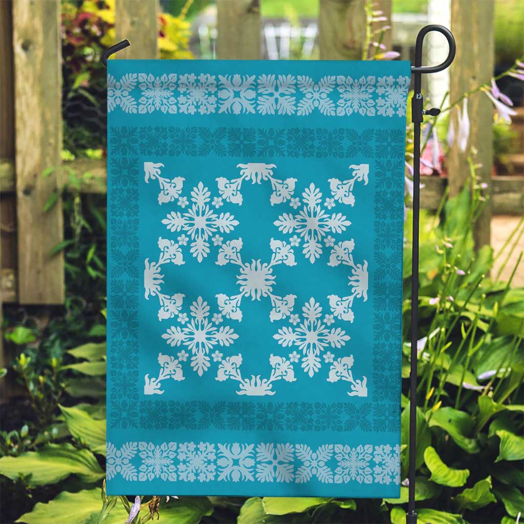 Hawaiian Quilt Pattern Garden Flag Teal Hawaii Culture Tropical LT9 Garden Flag Teal - Polynesian Pride