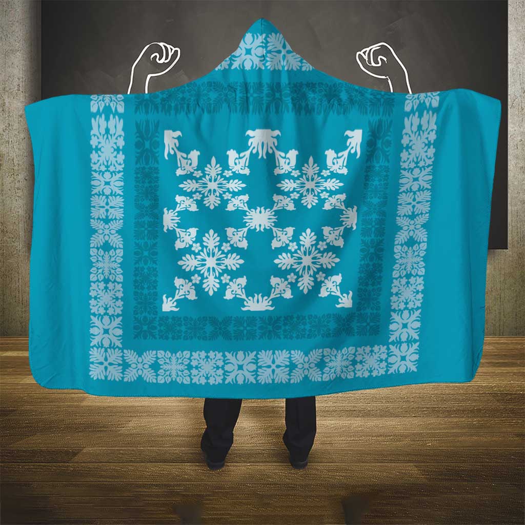 Hawaiian Quilt Pattern Hooded Blanket Teal Hawaii Culture Tropical LT9 - Polynesian Pride