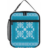 Hawaiian Quilt Pattern Lunch Bag Teal Hawaii Culture Tropical LT9 10.2 × 8.3 × 4.3 inch Teal - Polynesian Pride