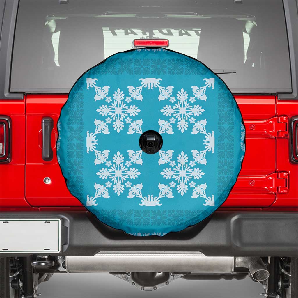 Hawaiian Quilt Pattern Spare Tire Cover Teal Hawaii Culture Tropical LT9 - Polynesian Pride