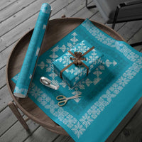 Hawaiian Quilt Pattern Wrapping Paper Teal Hawaii Culture Tropical LT9 - Polynesian Pride