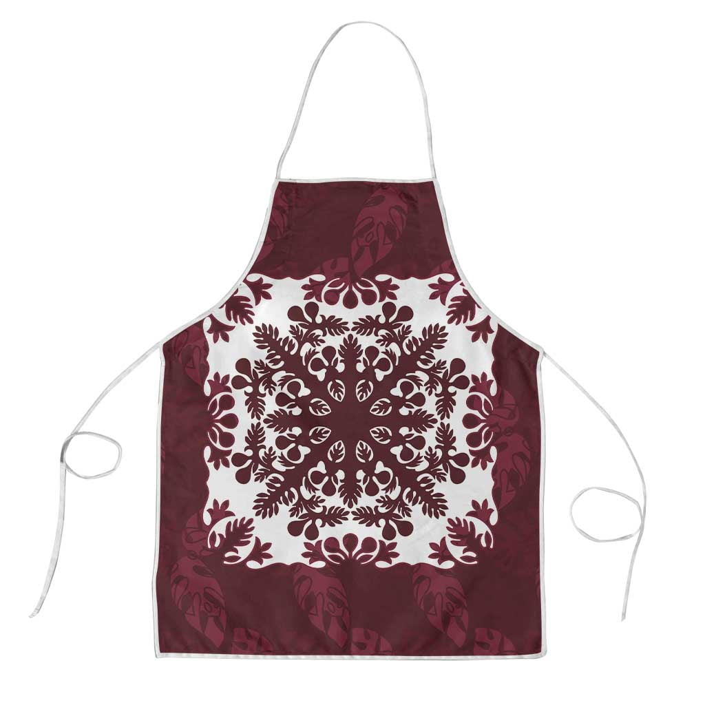 Palm Leaf Quilt Pattern Apron Hawaii Culture Floral LT9 Oxblood - Polynesian Pride