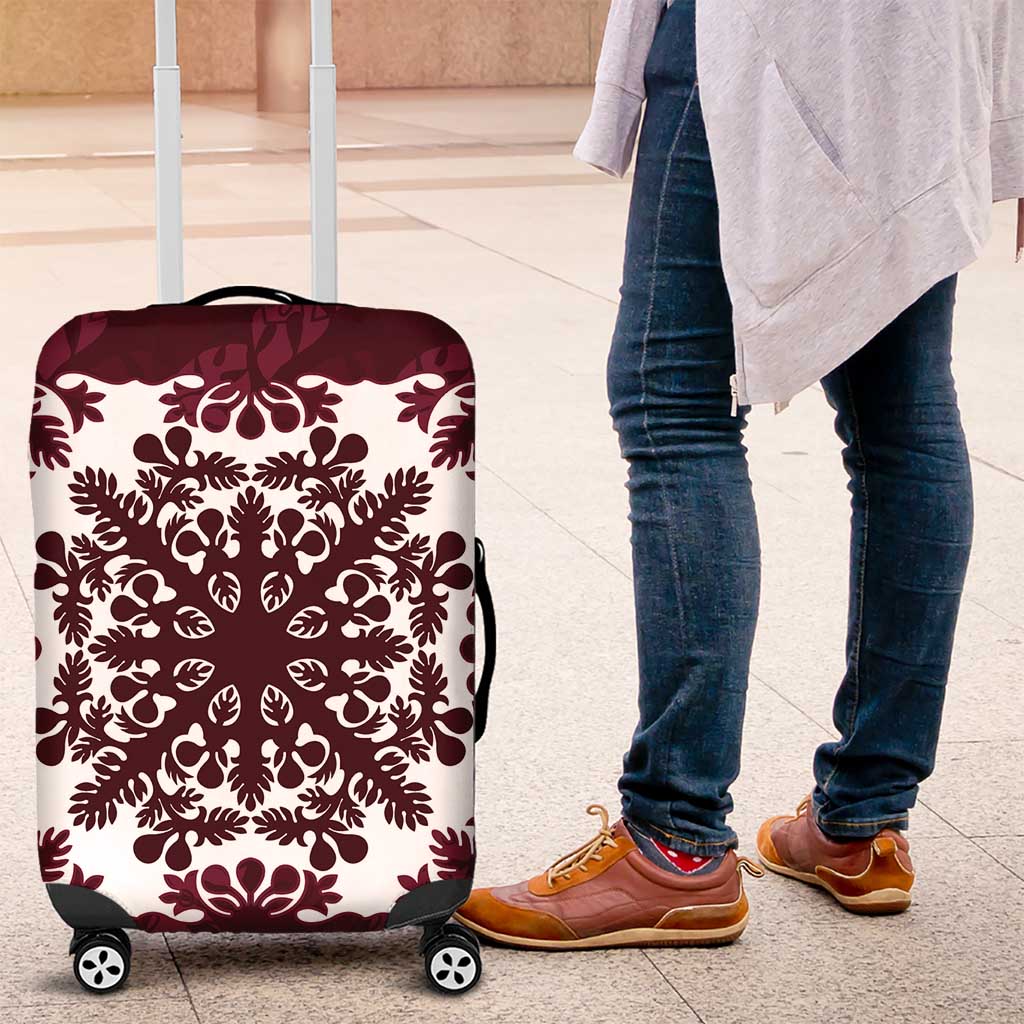 Palm Leaf Quilt Pattern Luggage Cover Hawaii Culture Floral LT9 Oxblood - Polynesian Pride