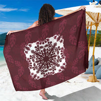 Palm Leaf Quilt Pattern Sarong Hawaii Culture Floral LT9 One Size 44 x 66 inches Oxblood - Polynesian Pride