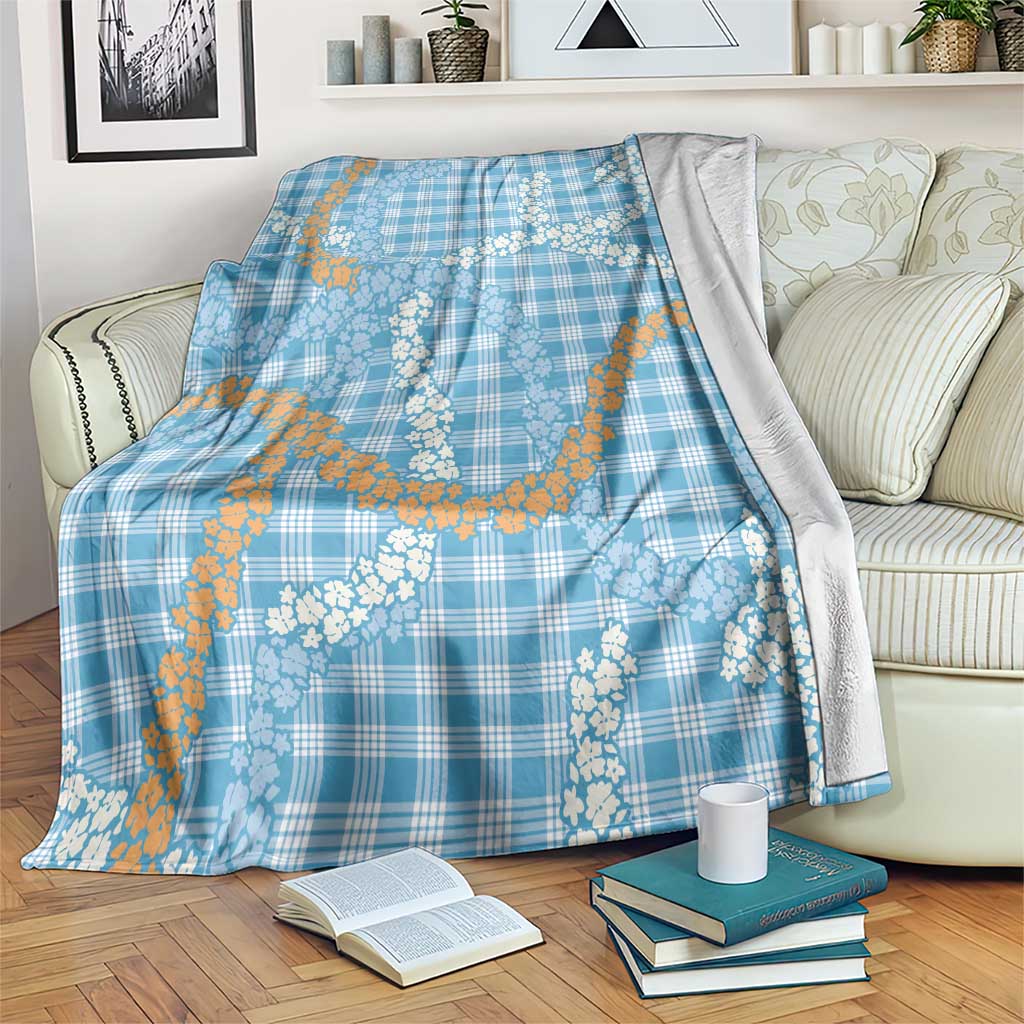 Blue Tropical Floral Palaka Blanket Hawaiian Quilt Pattern LT9 Blue - Polynesian Pride