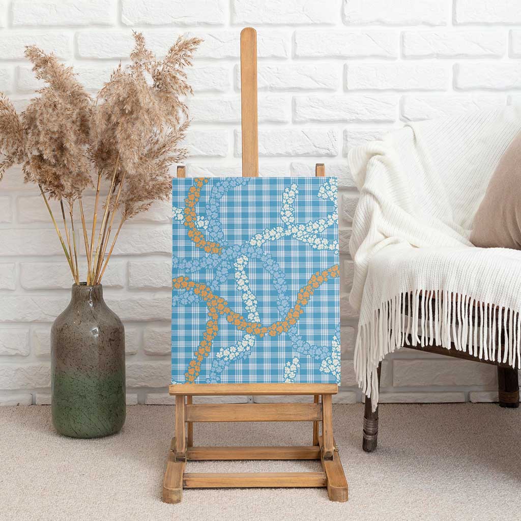 Blue Tropical Floral Palaka Canvas Wall Art Hawaiian Quilt Pattern LT9 - Polynesian Pride
