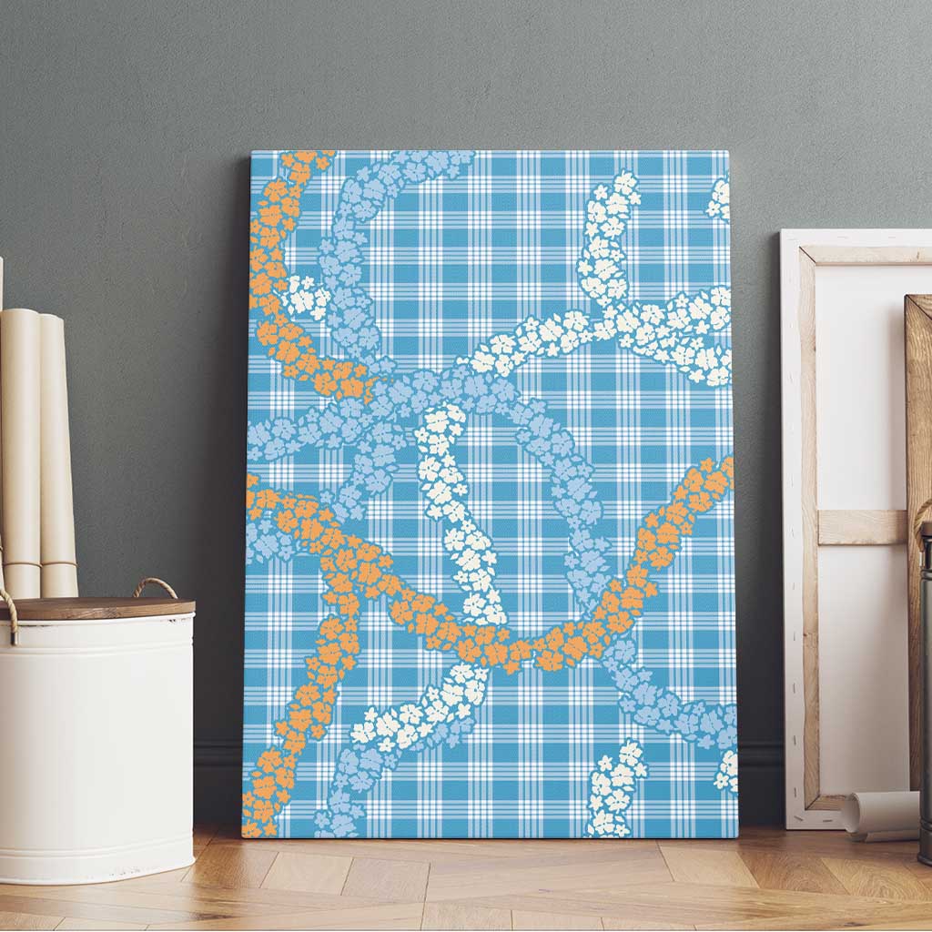 Blue Tropical Floral Palaka Canvas Wall Art Hawaiian Quilt Pattern LT9 - Polynesian Pride
