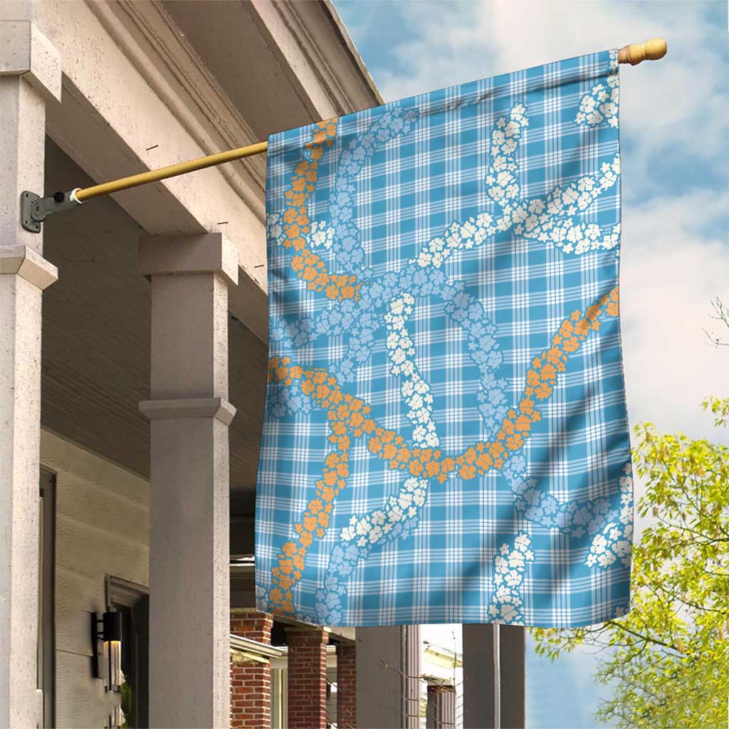 Blue Tropical Floral Palaka Garden Flag Hawaiian Quilt Pattern LT9 House Flag Blue - Polynesian Pride