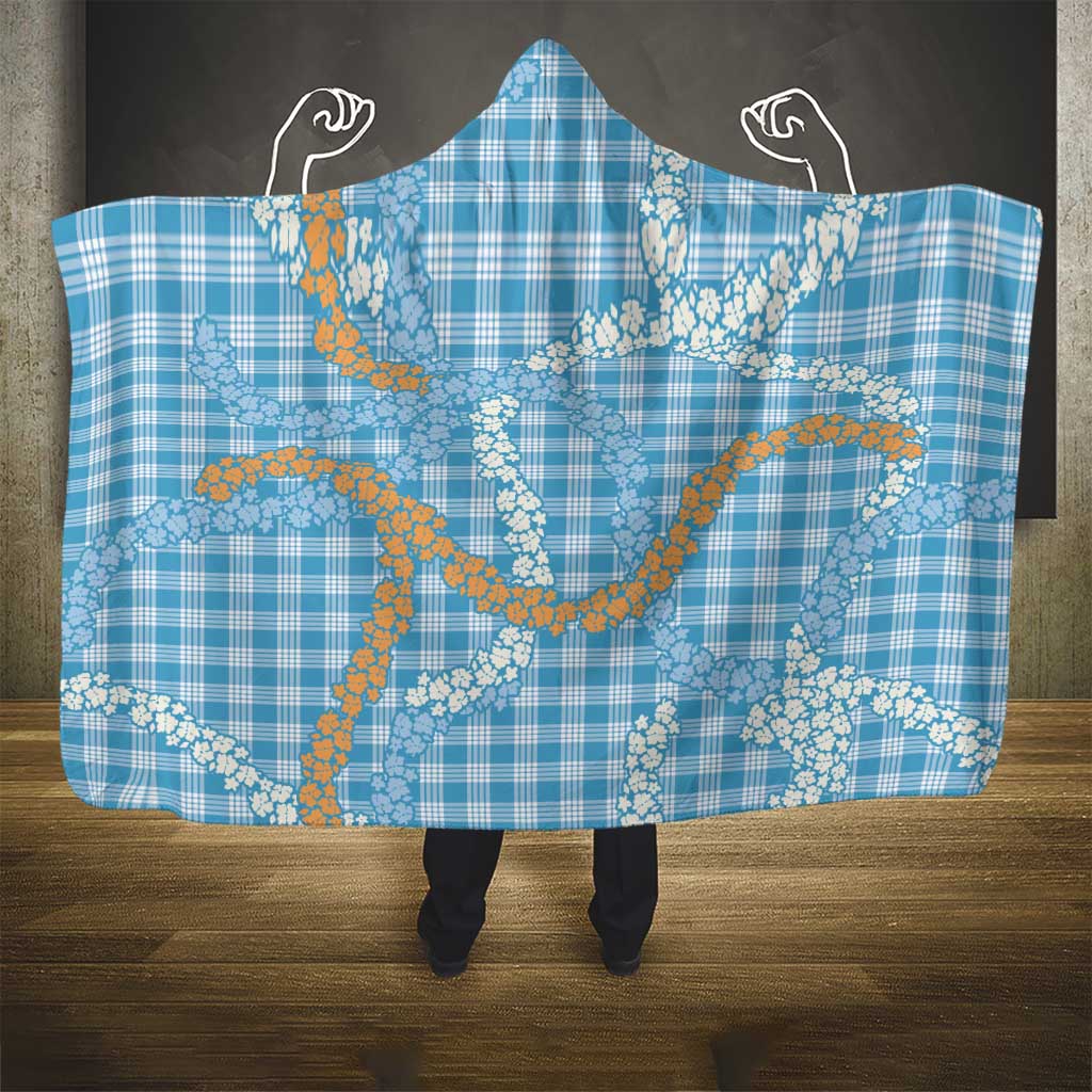 Blue Tropical Floral Palaka Hooded Blanket Hawaiian Quilt Pattern LT9 - Polynesian Pride