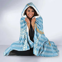 Blue Tropical Floral Palaka Hooded Blanket Hawaiian Quilt Pattern LT9 - Polynesian Pride