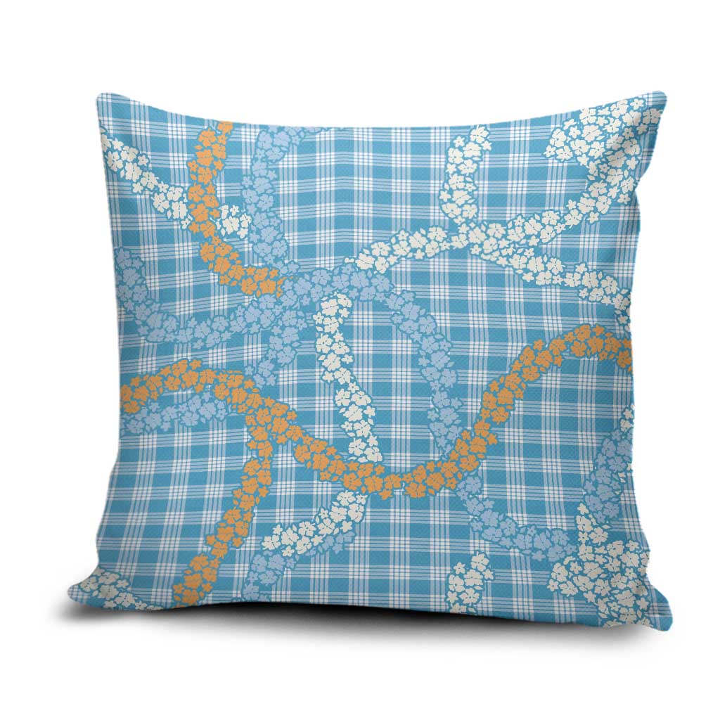 Blue Tropical Floral Palaka Pillow Cover Hawaiian Quilt Pattern LT9 Blue - Polynesian Pride