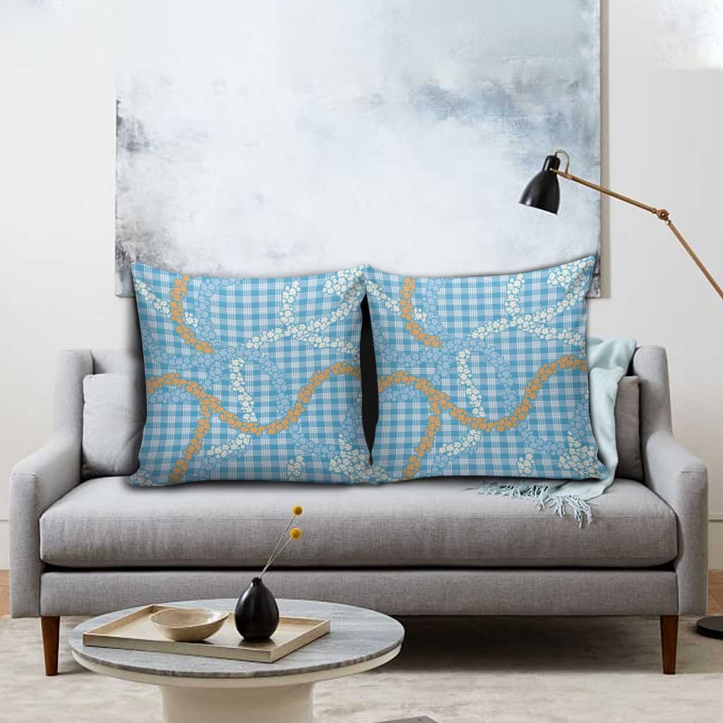 Blue Tropical Floral Palaka Pillow Cover Hawaiian Quilt Pattern LT9 - Polynesian Pride