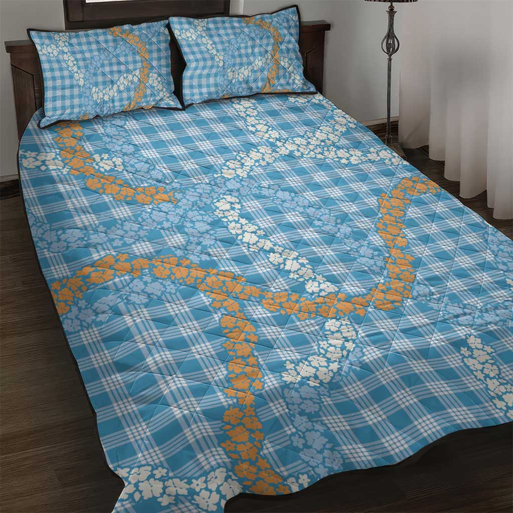 Blue Tropical Floral Palaka Quilt Bed Set Hawaiian Quilt Pattern LT9 Blue - Polynesian Pride