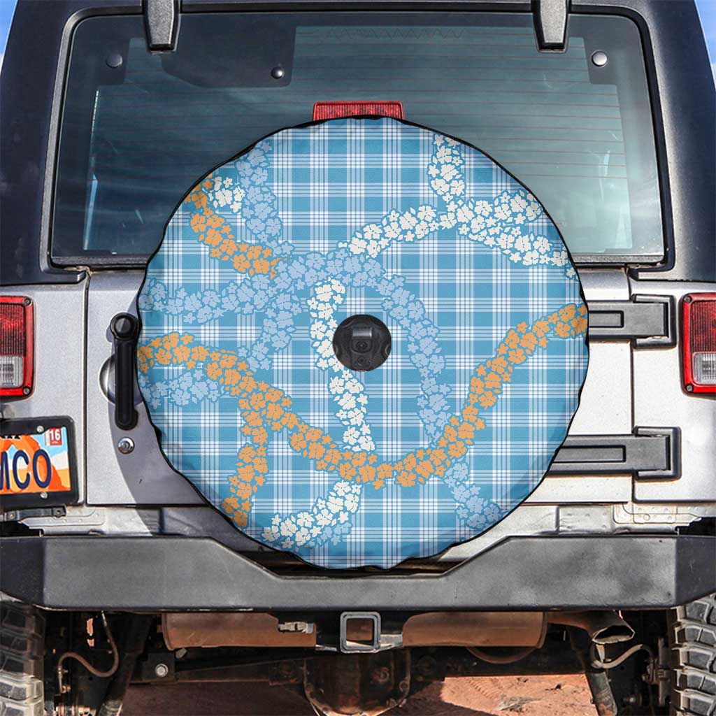 Blue Tropical Floral Palaka Spare Tire Cover Hawaiian Quilt Pattern LT9 Blue - Polynesian Pride