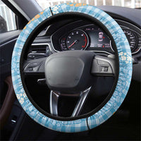 Blue Tropical Floral Palaka Steering Wheel Cover Hawaiian Quilt Pattern LT9 - Polynesian Pride