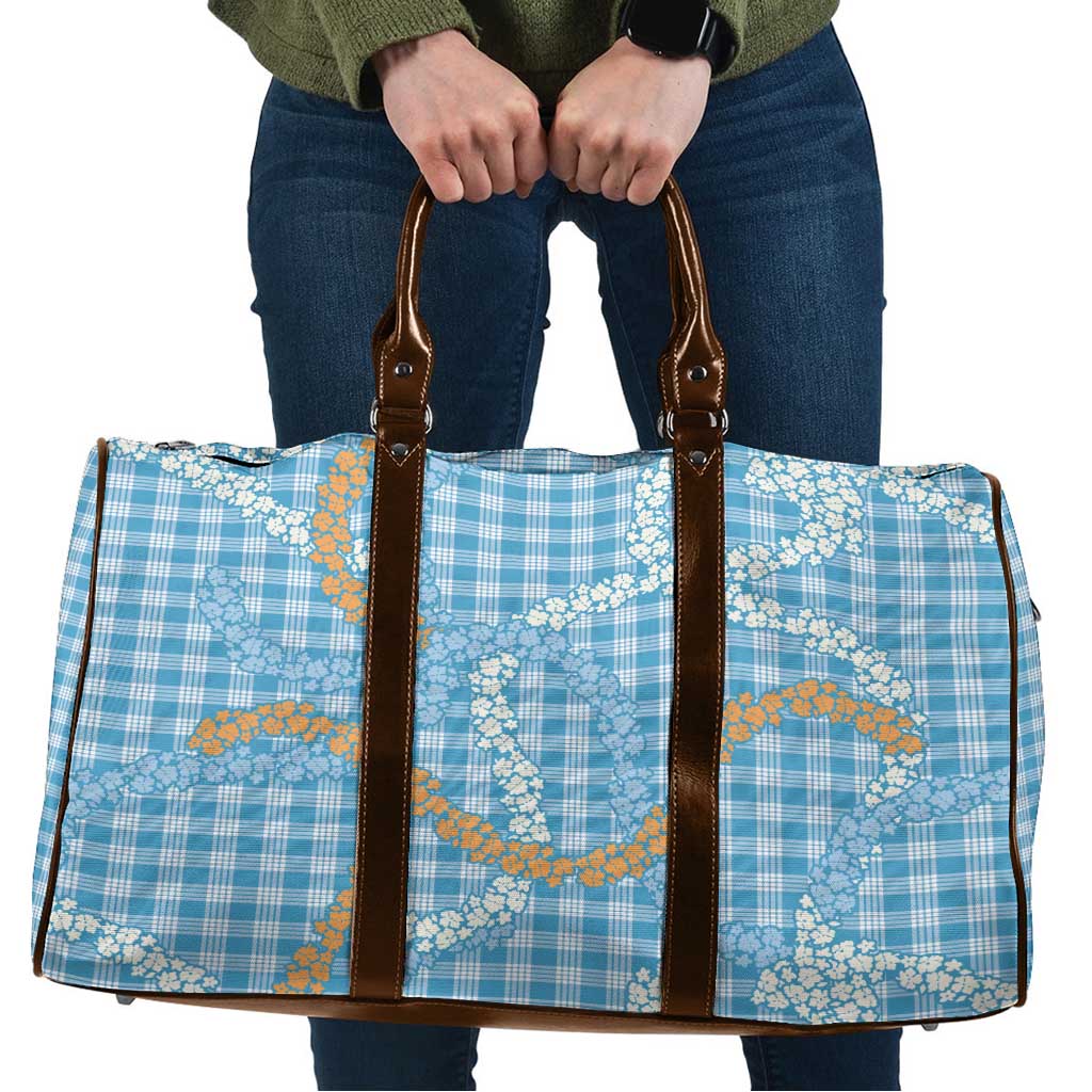 Blue Tropical Floral Palaka Travel Bag Hawaiian Quilt Pattern LT9 Blue - Polynesian Pride