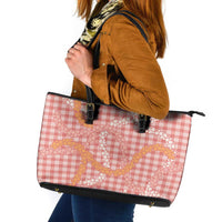 Pink Tropical Floral Palaka Leather Tote Bag Hawaiian Quilt Pattern LT9 Pink - Polynesian Pride