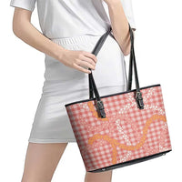 Pink Tropical Floral Palaka Leather Tote Bag Hawaiian Quilt Pattern LT9 - Polynesian Pride