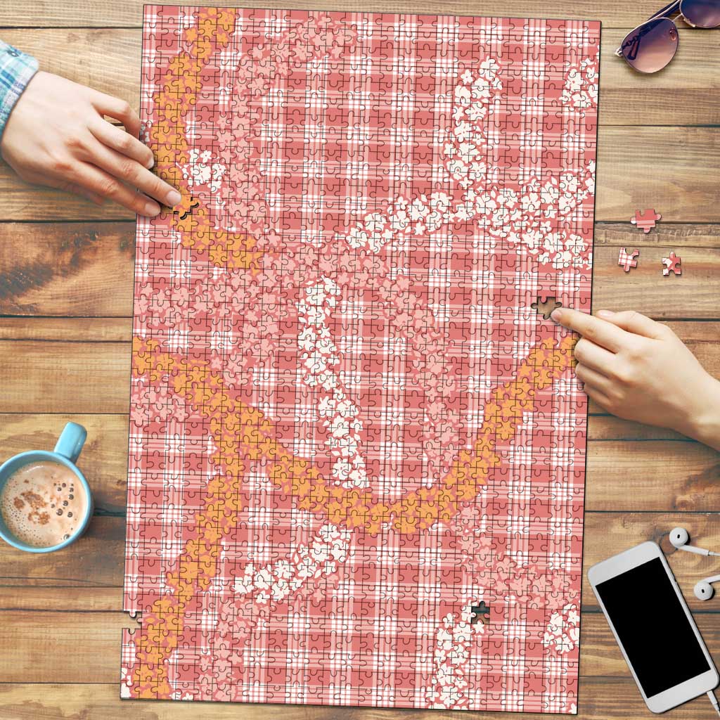 Pink Tropical Floral Palaka Puzzle Hawaiian Quilt Pattern LT9 Pink - Polynesian Pride