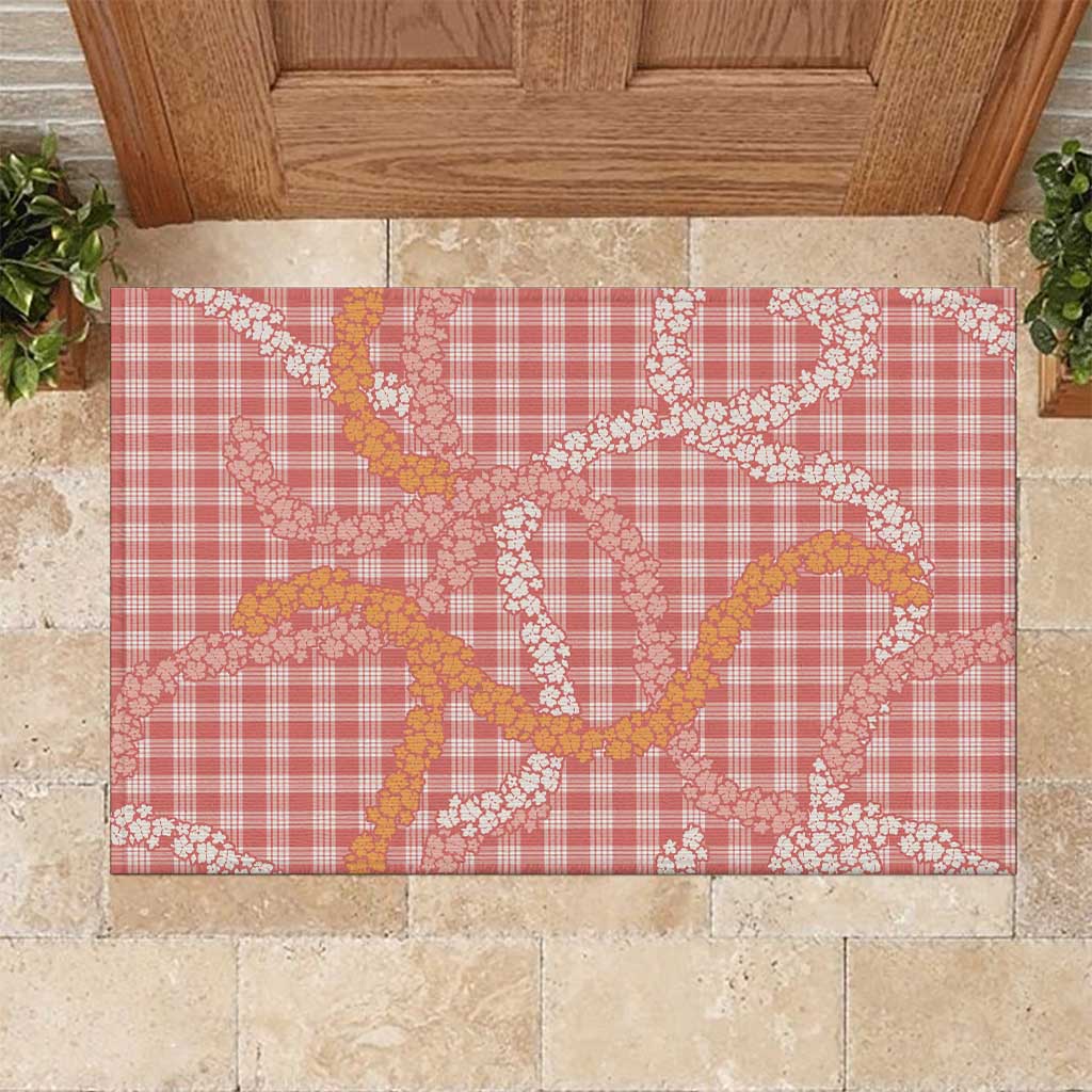 Pink Tropical Floral Palaka Rubber Doormat Hawaiian Quilt Pattern LT9 Pink - Polynesian Pride