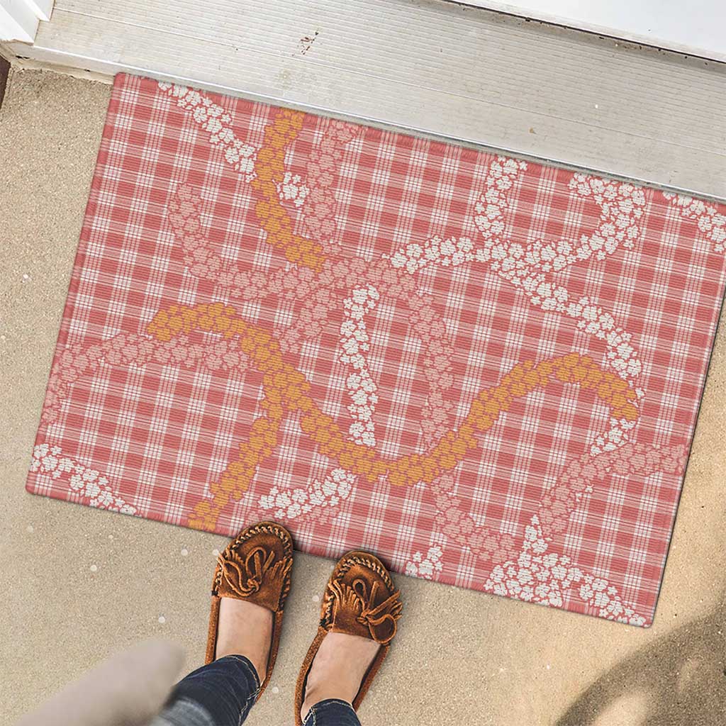 Pink Tropical Floral Palaka Rubber Doormat Hawaiian Quilt Pattern LT9 - Polynesian Pride