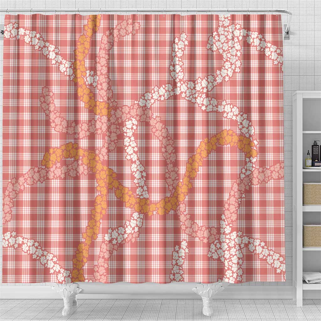 Pink Tropical Floral Palaka Shower Curtain Hawaiian Quilt Pattern LT9 - Polynesian Pride