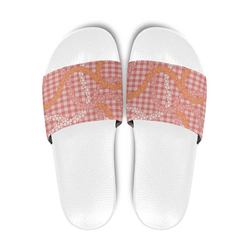 Pink Tropical Floral Palaka Slide Sandals Hawaiian Quilt Pattern LT9 Pink - Polynesian Pride
